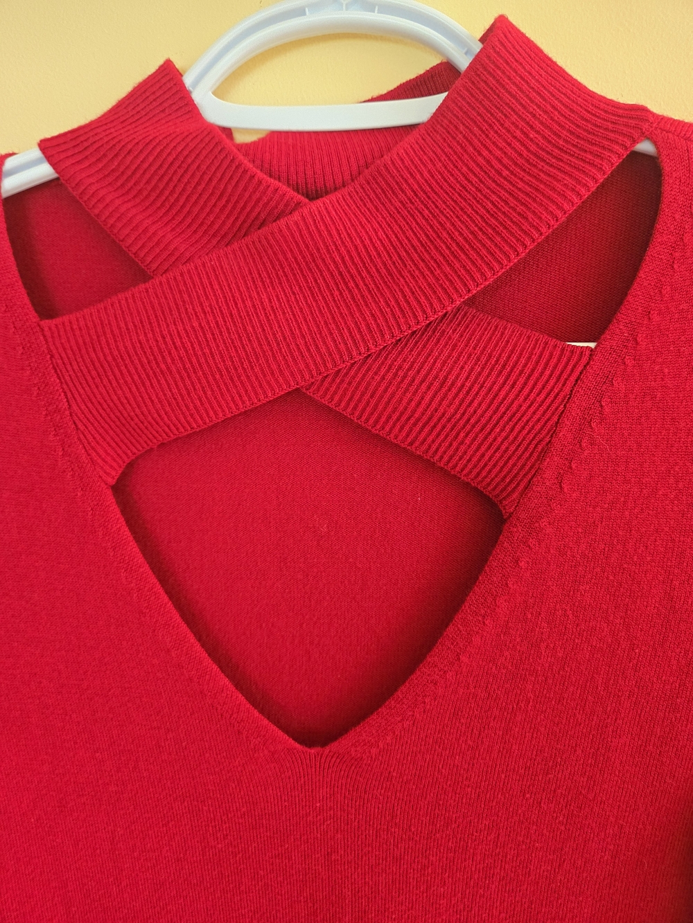 le chateau Crimson Red Crisscross V-Neck Sweater - Picture 9 of 10